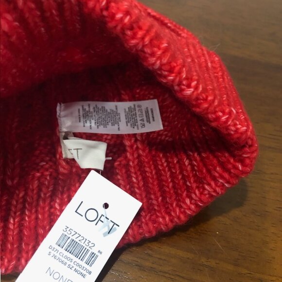 Loft Red Holiday Red Beanie Hat NWT - Picture 3 of 10